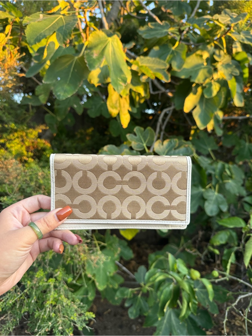 Vintage Coach signature canvas checkbook wallet
